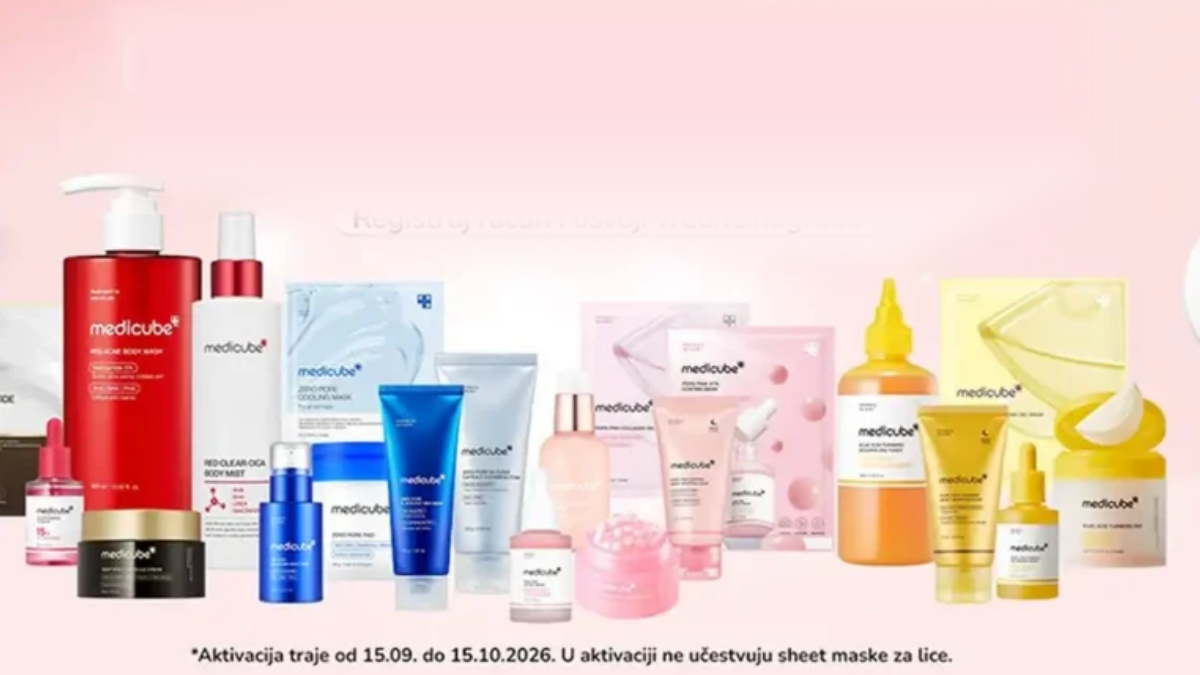 Lilly i Medicube nagradna igra sa promotivnom slikom skincare proizvoda i online kupovine