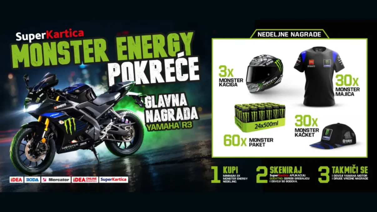 Monster Energy nagradna igra sa Yamaha R3 motociklom kao glavnom nagradom