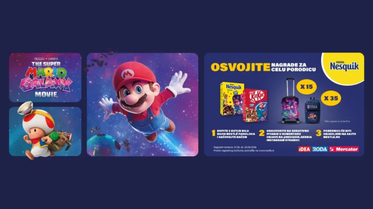 Nestlé Nesquik Super Mario nagradni konkurs 2026 sa promotivnim pakovanjima