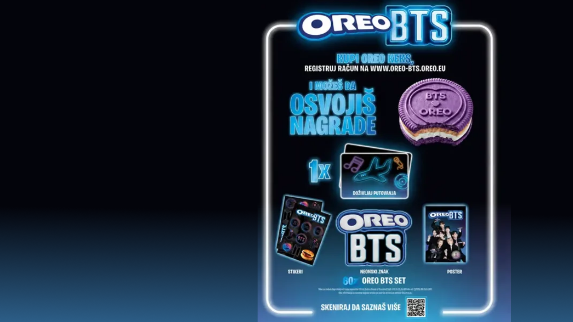 OREO x BTS nagradna kampanja 2026 sa promotivnim OREO proizvodima