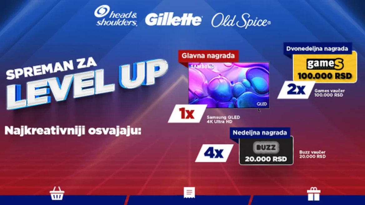 Level Up nagradni konkurs Head & Shoulders, Old Spice i Gillette sa Samsung QLED TV nagradom